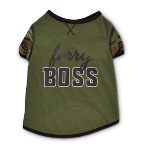 Bond & Co. Furry Boss Camo Dog T-shirt, X-Small